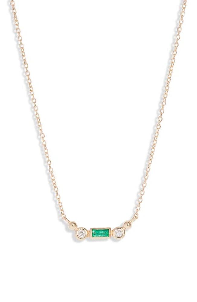 Anzie Cléo Emerald & Diamond Bar Pendant Necklace in Green at Nordstrom, Size 16