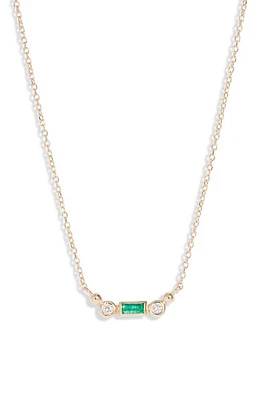 Anzie Cléo Emerald & Diamond Bar Pendant Necklace in Green at Nordstrom, Size 16