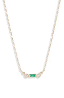 Anzie Cléo Emerald & Diamond Bar Pendant Necklace in Green at Nordstrom, Size 16