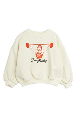 Mini Rodini Kids' Club Muscles Organic Cotton Graphic Sweatshirt Off White at Nordstrom,