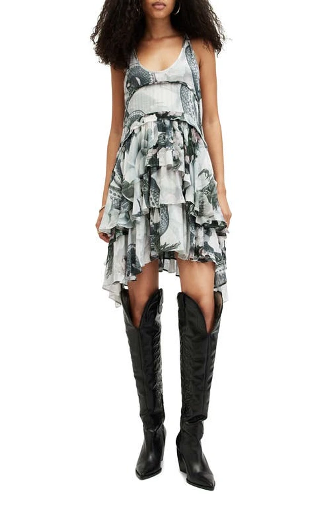 AllSaints Cavarly Valley Floral Tiered Dress Chalk White at Nordstrom, Us