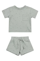 QUINCY MAE Boxy Organic Cotton Pocket T-Shirt & Drawstring Shorts Set Sky Constellations at Nordstrom,