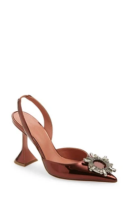 Amina Muaddi Begum Crystal Pointed Toe Slingback Pump Mirror Brown at Nordstrom,