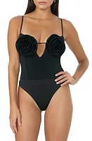 AFRM Tartine Rosette Bodysuit in Noir at Nordstrom, Size X-Small