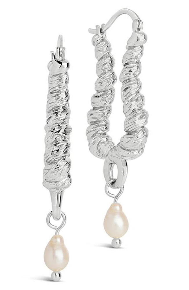 Sterling Forever Sylvie Freshwater Pearl Hoop Earrings in Silver at Nordstrom