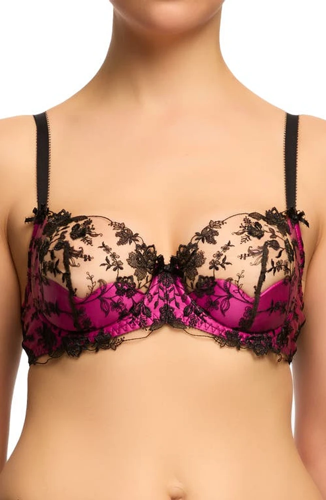 Dita Von Teese Victresse Underwire Balconette Bra Black/Fuschia at Nordstrom,