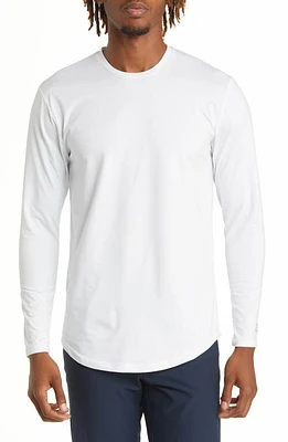 Barbell Apparel Men's Stretch Drop Hem Long Sleeve T-Shirt White at Nordstrom,