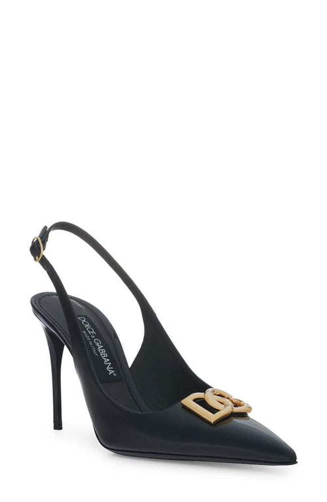 Dolce & Gabbana Lollo Pointed Toe Slingback Pump Black at Nordstrom,