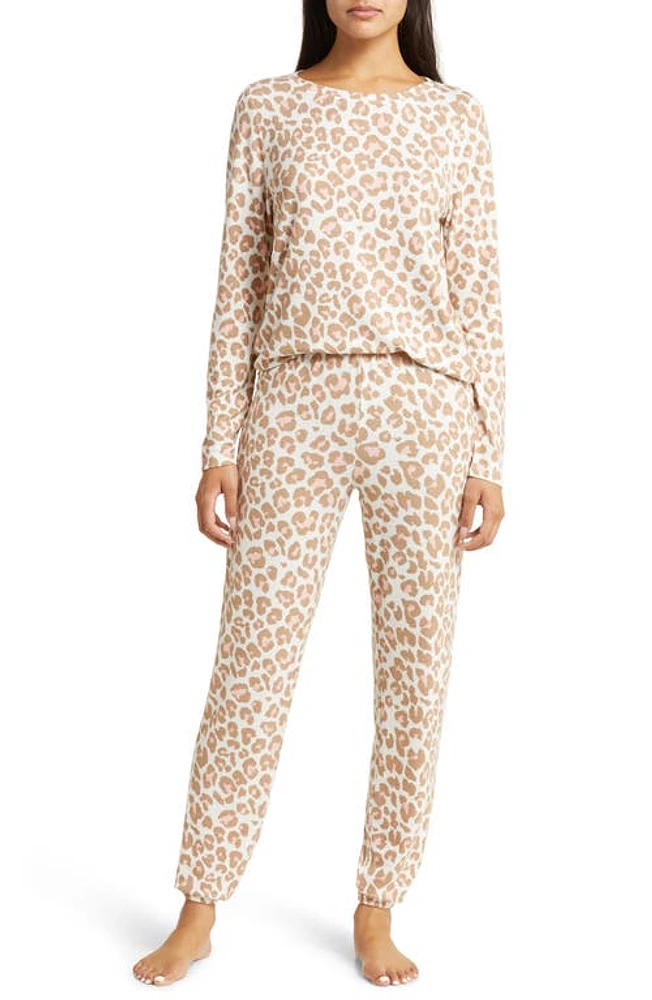 Nordstrom Brushed Hacci Pajamas Ivory Egret Velvet Cheetah at Nordstrom,