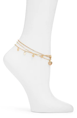 BP. Heart Charm Anklet in Gold- Pink at Nordstrom