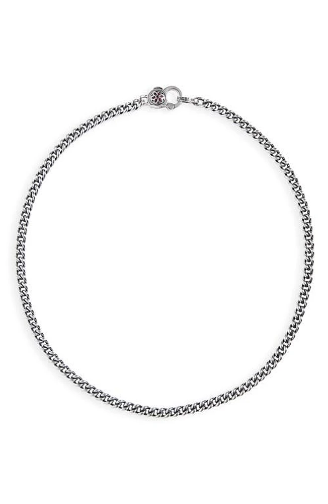 Good Art Hlywd Men's Ruby Rosette AA Curb Chain Necklace in Sterling Sliver at Nordstrom