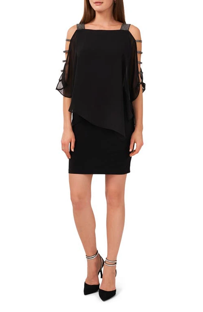 Chaus Ladder Trim Overlay Minidress Black/Gunmetal at Nordstrom,