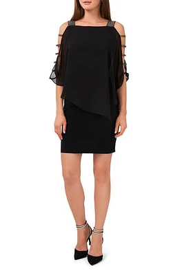 Chaus Ladder Trim Overlay Minidress Black/Gunmetal at Nordstrom,