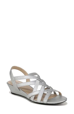 LifeStride Yung Slingback Wedge Sandal Silver at Nordstrom,