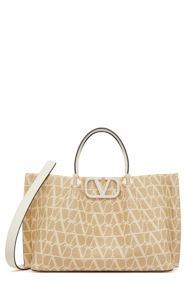 Valentino Garavani Medium VLOGO Icon Woven Tote in Naturale/Ivory at Nordstrom