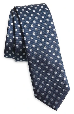 BOSS Geometric Silk Tie in Dark Blue at Nordstrom