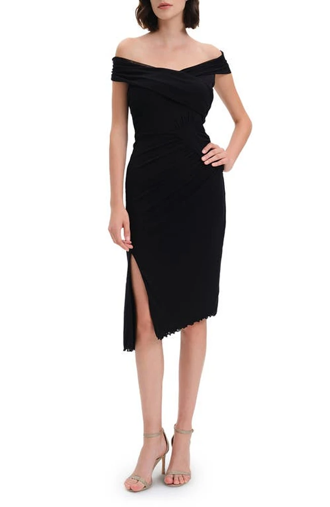 Diane von Furstenberg Lovinia Off the Shoulder Mesh Dress Black at Nordstrom,