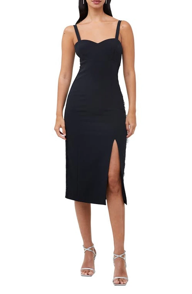 French Connection Echo Lace Trim Crepe Cocktail Sheath Dress in 01-Blackout at Nordstrom, Size 6