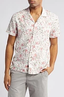 Rails Dresden Regular Fit Floral Short Sleeve Linen Blend Camp Shirt Brush White at Nordstrom,