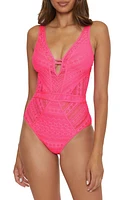 Becca Color Play Lace One-Piece Swimsuit at Nordstrom,