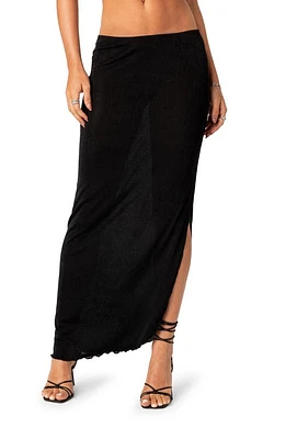 EDIKTED Milan Slit Maxi Skirt Black at Nordstrom,