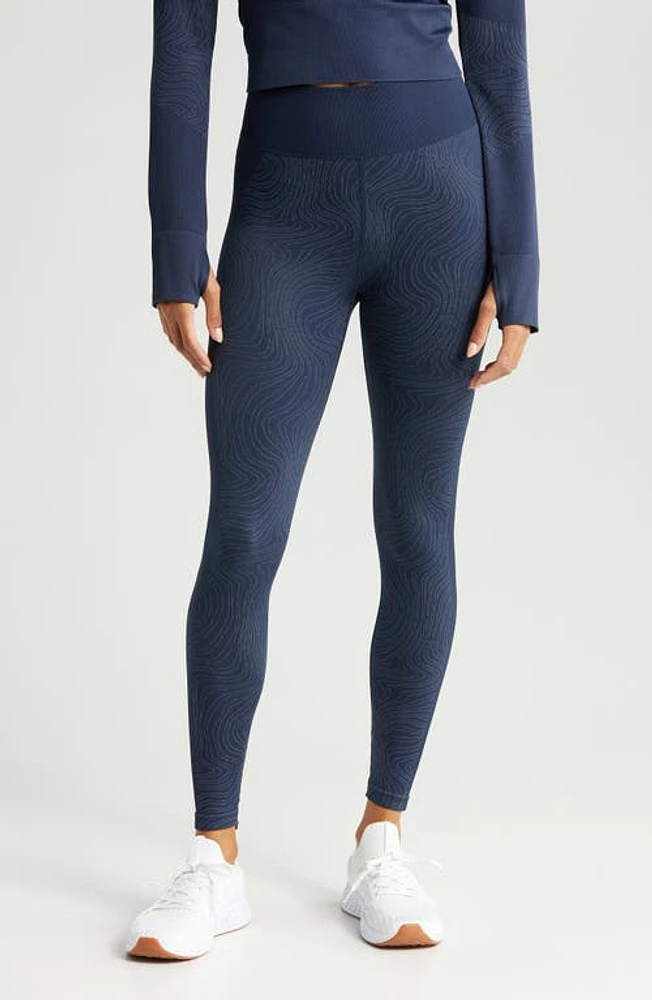 zella Seamless Jacquard Base Layer Leggings in Navy Sapphire at Nordstrom, Size Medium