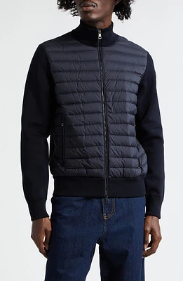 Moncler Down Puffer Front Zip Cardigan Cosmic Blue at Nordstrom,