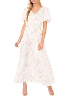 Vince Camuto Floral Short Sleeve Maxi Dress in New Ivory at Nordstrom, Size Medium