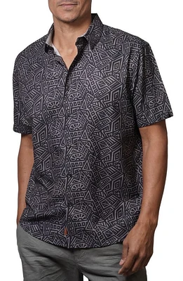 Fundamental Coast Eco Tahiti Short Sleeve Button-Up Shirt Phantom Black at Nordstrom,