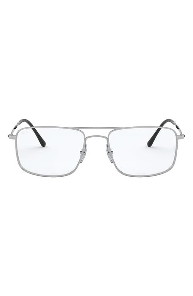 Ray-Ban 55mm Square Blue Light Blocking Glasses in Silver at Nordstrom