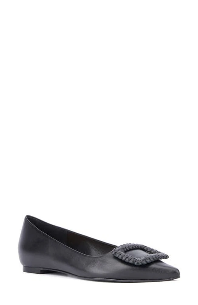 Aquatalia Jena Buckle Weatherproof Pointed Toe Flat Black at Nordstrom,