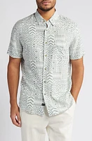 Rails Carson Block Print Short Sleeve Linen Blend Button-Up Shirt Bambu Kalamata at Nordstrom,