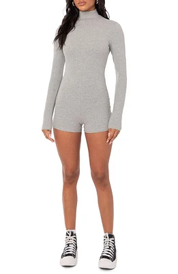 EDIKTED Liliana Long Sleeve Romper Grey Melange at Nordstrom,