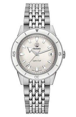 RADO Captain Cook Automatic Bracelet Watch, 37mm in Silver/white/silver at Nordstrom