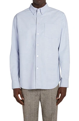 Bottega Veneta Oxford Print Leather Button-Down Shirt 4132 Light Blue at Nordstrom, Us