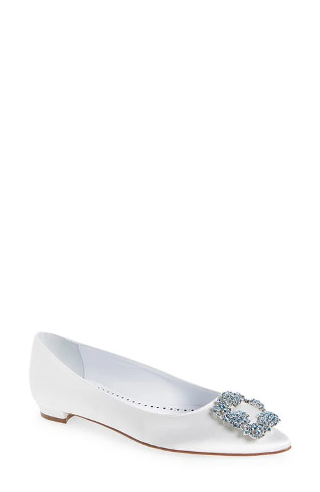 Manolo Blahnik Hangisi Flat Cream at Nordstrom,