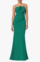 Betsy & Adam Flower Detail Scuba Crepe Gown at Nordstrom,