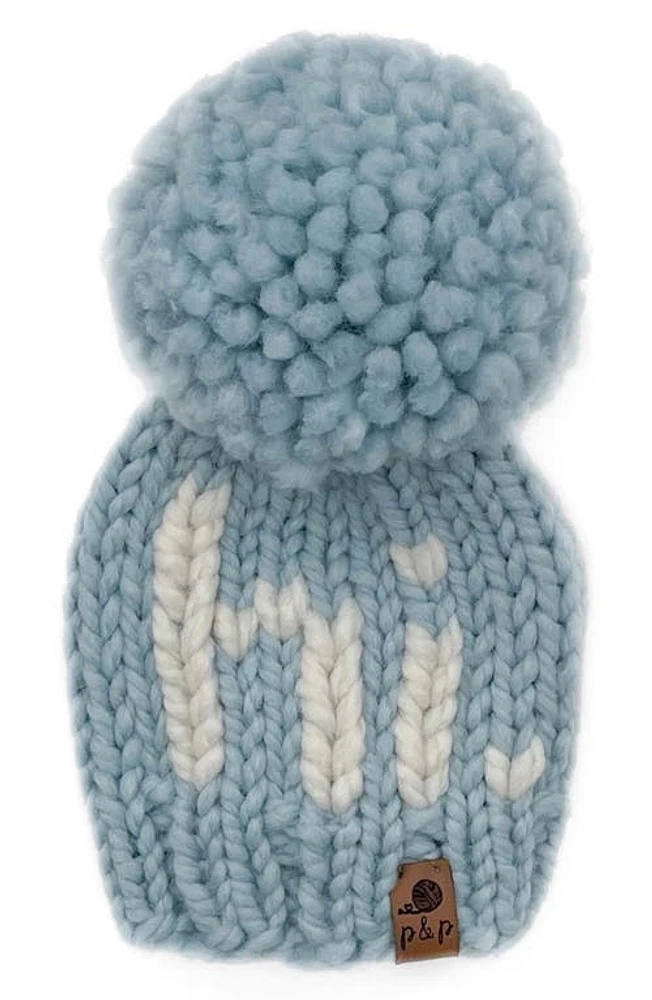 PINE + POPPY Hi Intarsia Pompom Hat in Light at Nordstrom