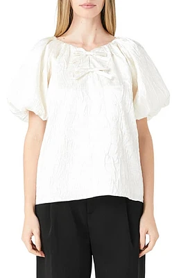 Endless Rose Crinkle Satin Top Cream at Nordstrom,