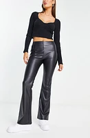 ASOS DESIGN Faux Leather Flare Leg Pants Black at Nordstrom, Us