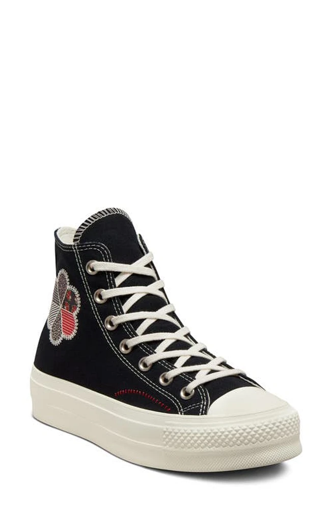 Converse Chuck Taylor All Star Lift Hi Sneaker in Black/Egret/Red at Nordstrom, Size 6