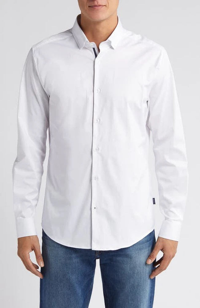 Stone Rose Solid White DryTouch Performance Button-Up Shirt at Nordstrom,