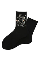 HIGH HEEL JUNGLE Crystal Cashmere Blend Quarter Crew Socks in Black at Nordstrom