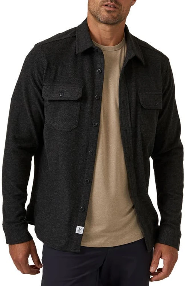 7 Diamonds Generations Stretch Twill Button-Up Shirt Charcoal at Nordstrom,