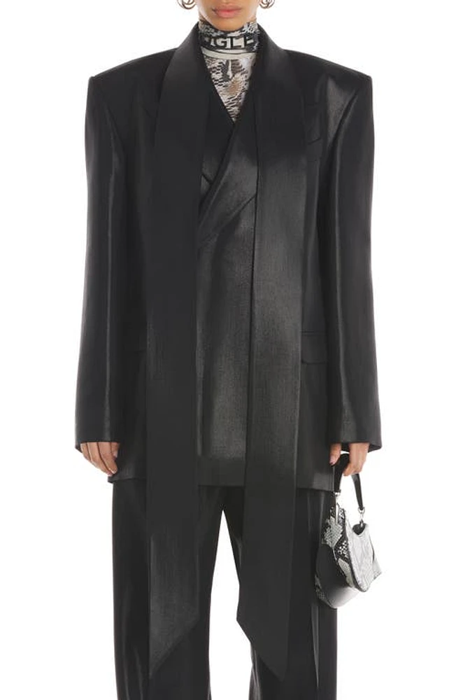 MUGLER Oversize Blazer with Attached Scarf Black at Nordstrom, Us