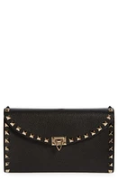 Valentino Garavani Rockstud Flap Leather Wallet on a Chain in Nero at Nordstrom