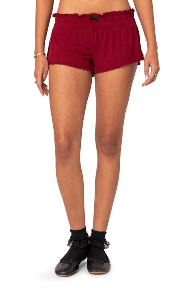 EDIKTED Gilmore Ribbed Shorts Burgundy at Nordstrom,