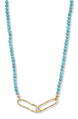 Argento Vivo Sterling Silver Beaded Turquoise Link Pendant Necklace in Gold/Teal at Nordstrom