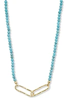 Argento Vivo Sterling Silver Beaded Turquoise Link Pendant Necklace in Gold/Teal at Nordstrom