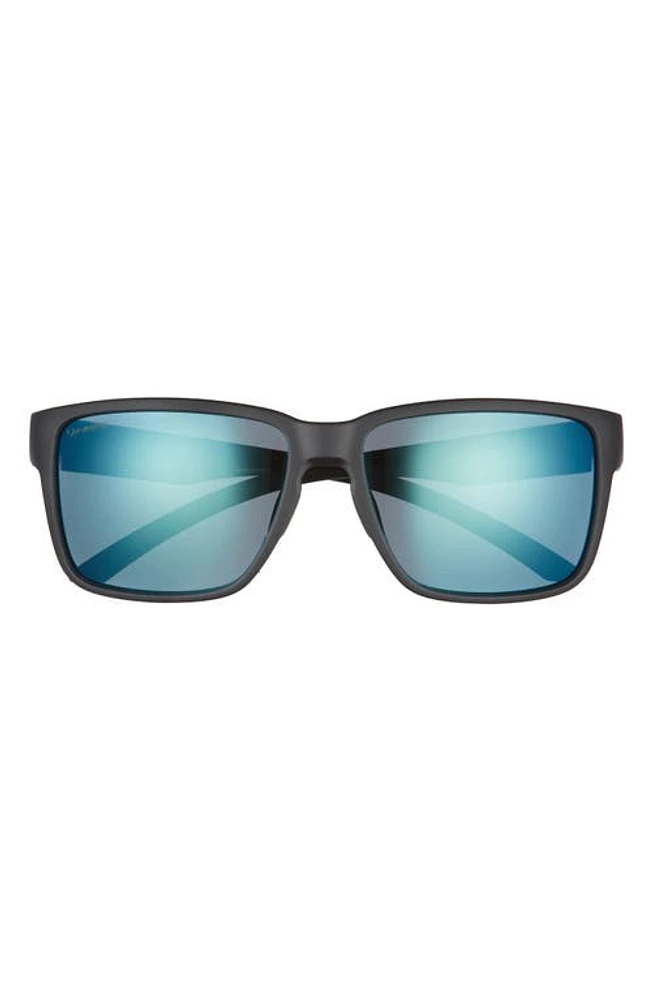 Smith Emerge 60mm Polarized Rectangle Sunglasses in Matte Black/Blue Mirror at Nordstrom